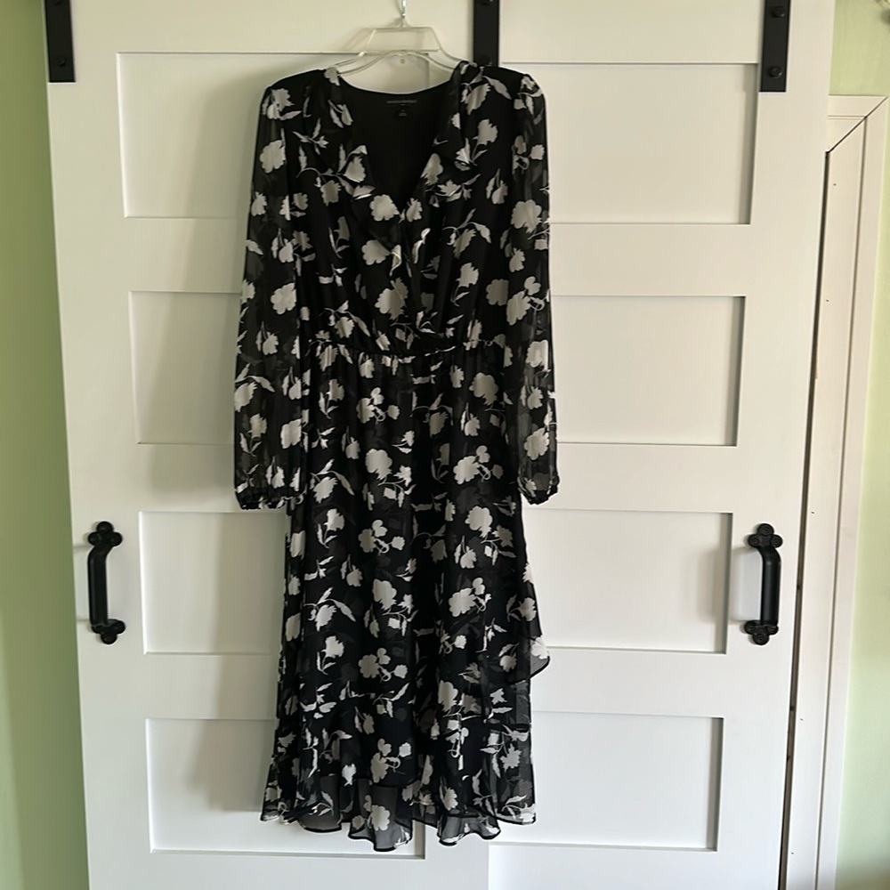 Ruffle Faux-Wrap Midi Dress Banana Republic